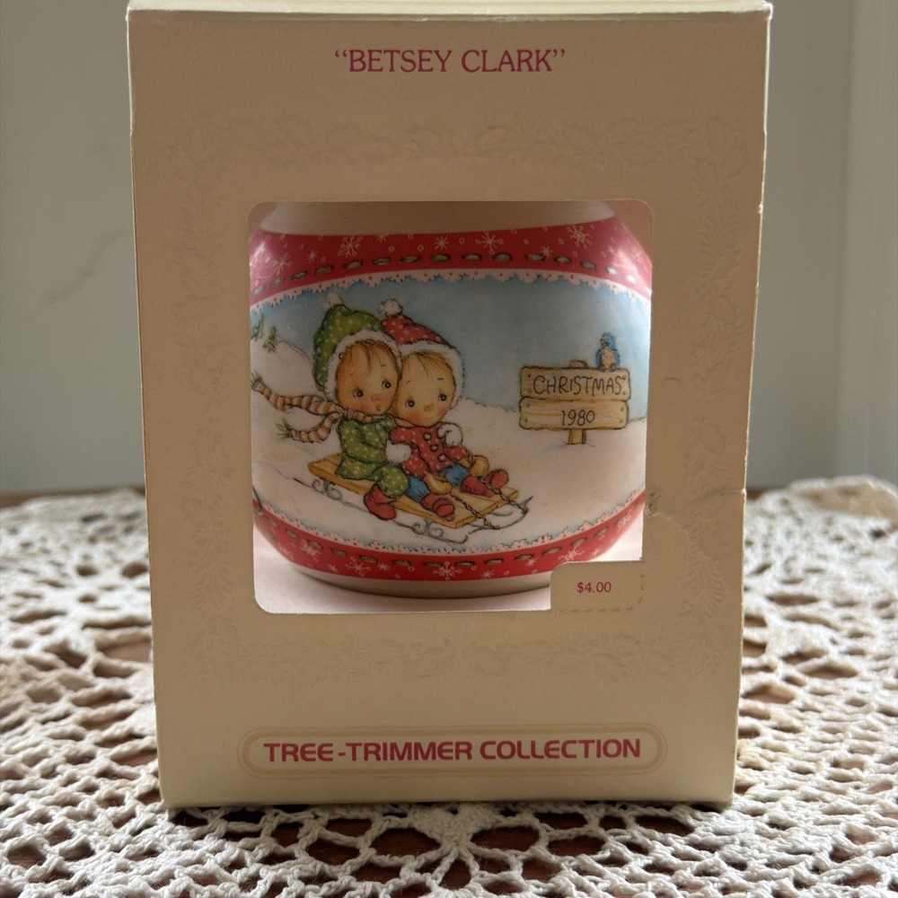 Hallmark Betsey Clark 1980 Glass Ornament Tree Trimmer Collection Boxed
